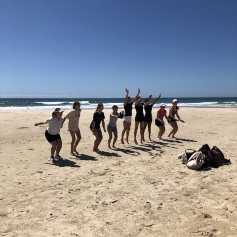 Students at the beach